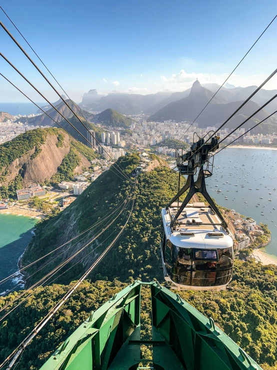 the view from a gondola overlooking a city