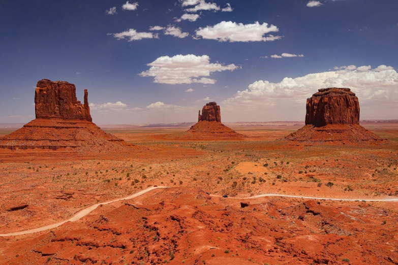 the monument is situated in a wide open desert