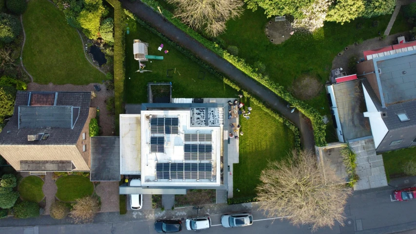 a house and an overhead view is seen from above