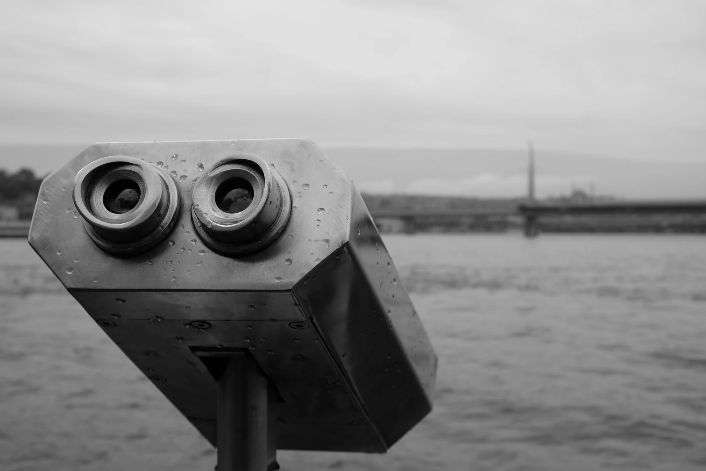 a close - up s of a metal object over a body of water