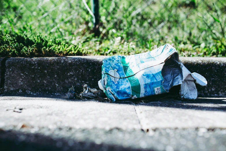 a bag that is sitting on the side walk