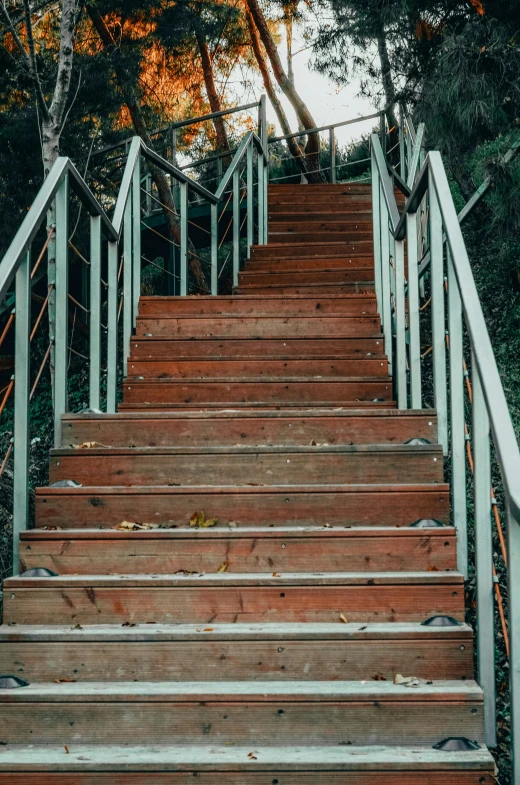 there is a stair case that has been set