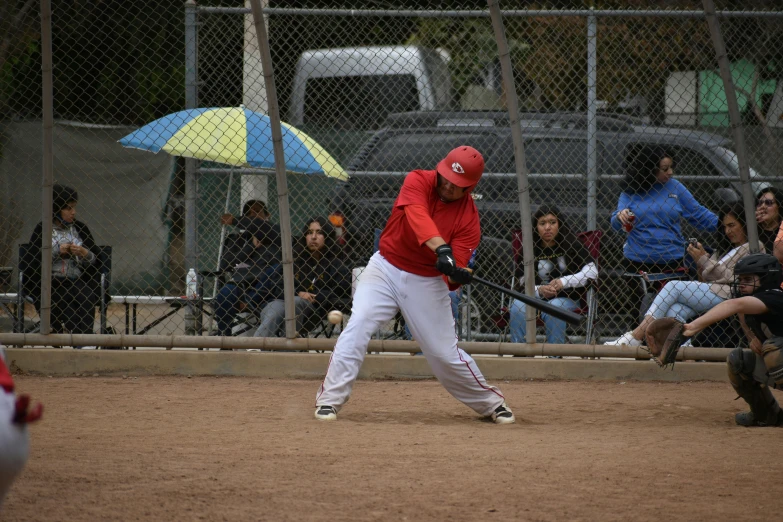 a baseball player is swinging his bat at the ball