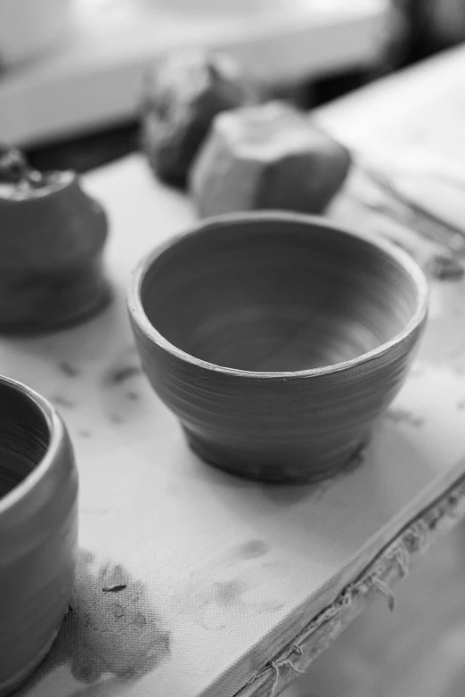 some bowls that have been placed on a table