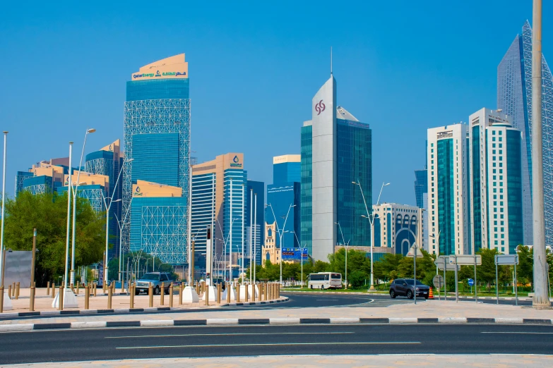 an image of the city's skyline from across the street