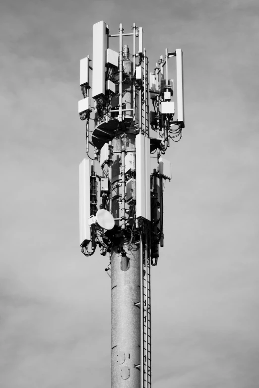 black and white po of high - tech traffic signal pole