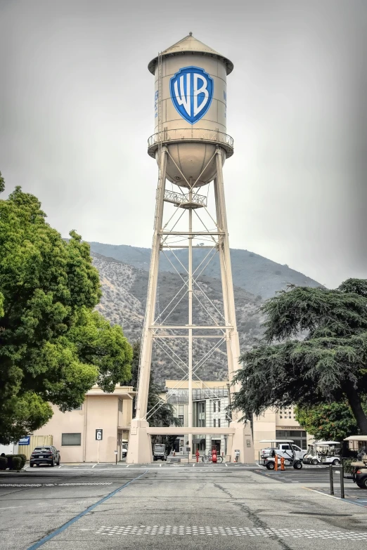 the historic water tower at the entrance to the airport