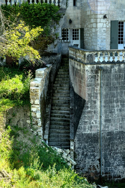 a castle like building with a spiral staircase