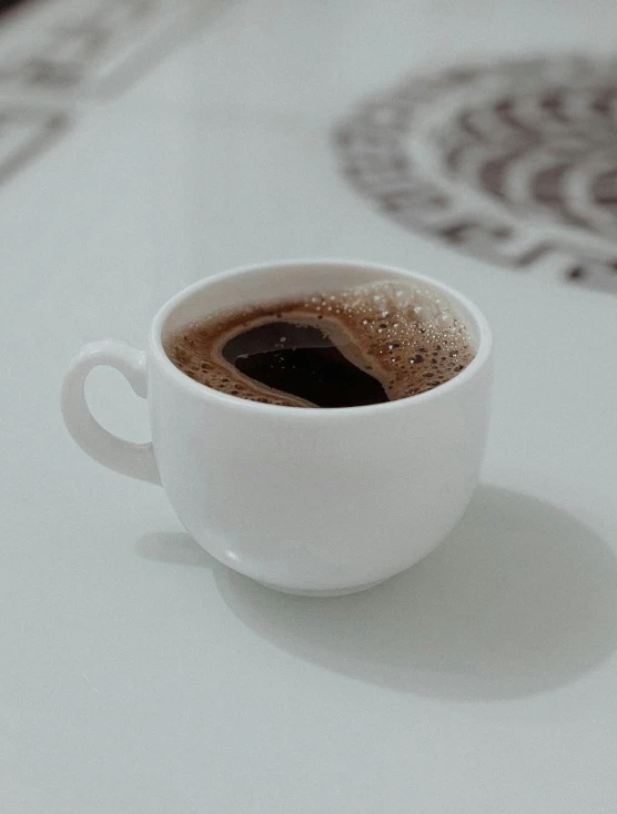 a cup of coffee on a table