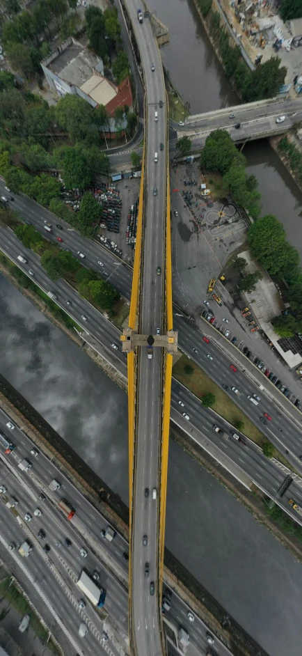 an overhead s of a freeway with multiple lanes