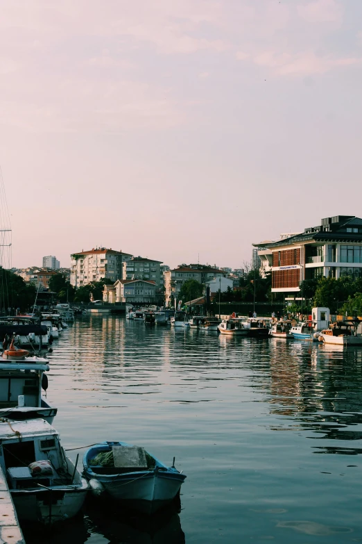 the water of a river with many small boats