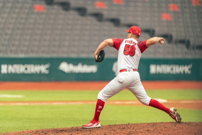 the pitcher is getting ready to throw the ball