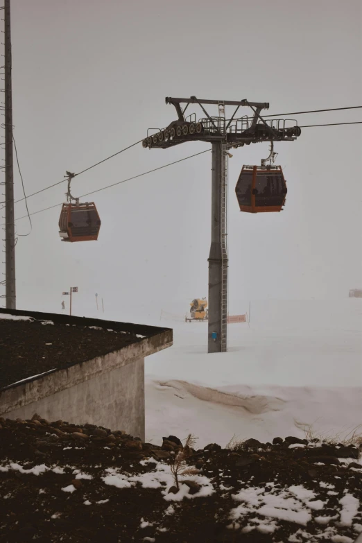 a bunch of ski lifts near an intersection