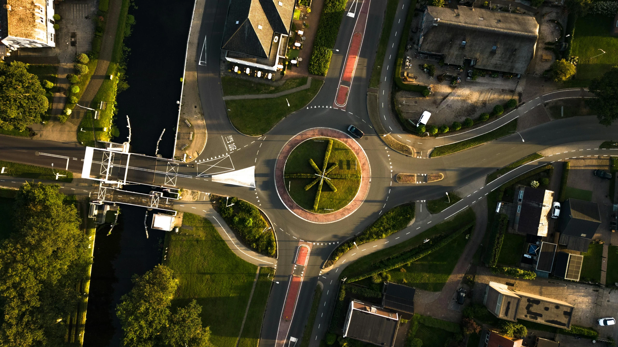 aerial s of an intersection in an urban area