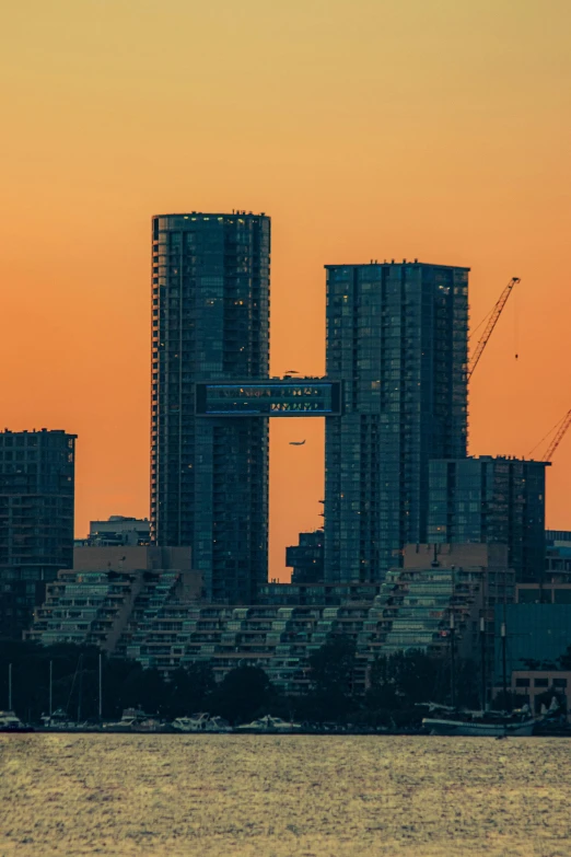 a city with many buildings across it