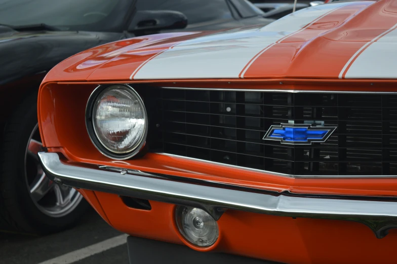 close up on a chevrolet charger front grille