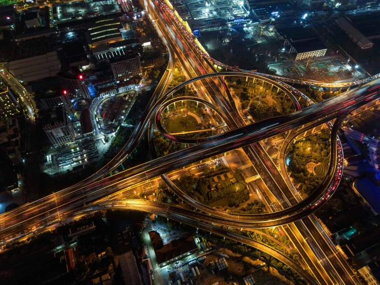 a busy intersection has multiple lights on it