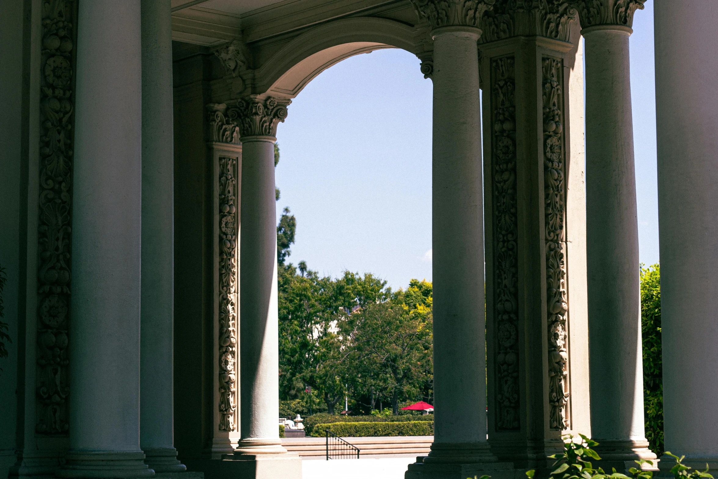 an old building is adorned with columns and ornate design