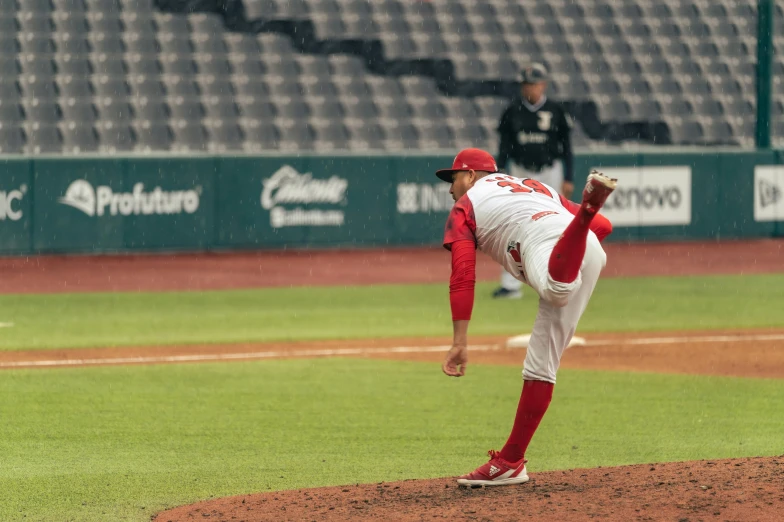 a pitcher about to pitch the ball during a baseball game