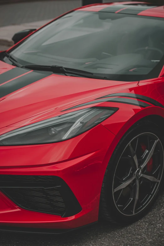 close up of the front grille of a red sports car