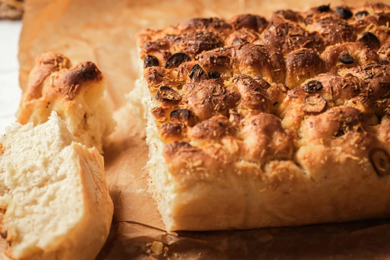 a close up of a bread crust on a  board