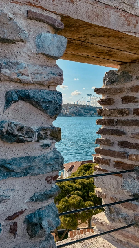 an old window view looking out to the sea