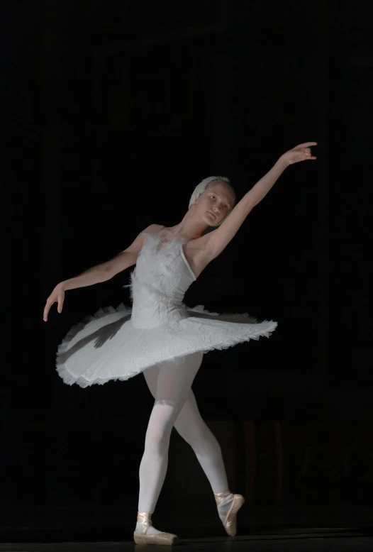 a ballerina in white tutu and ballet shoes