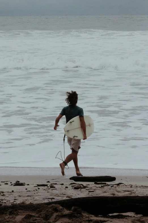 the surfer is coming in for a big wave