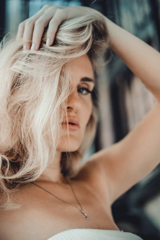 a close up of a woman in a towel