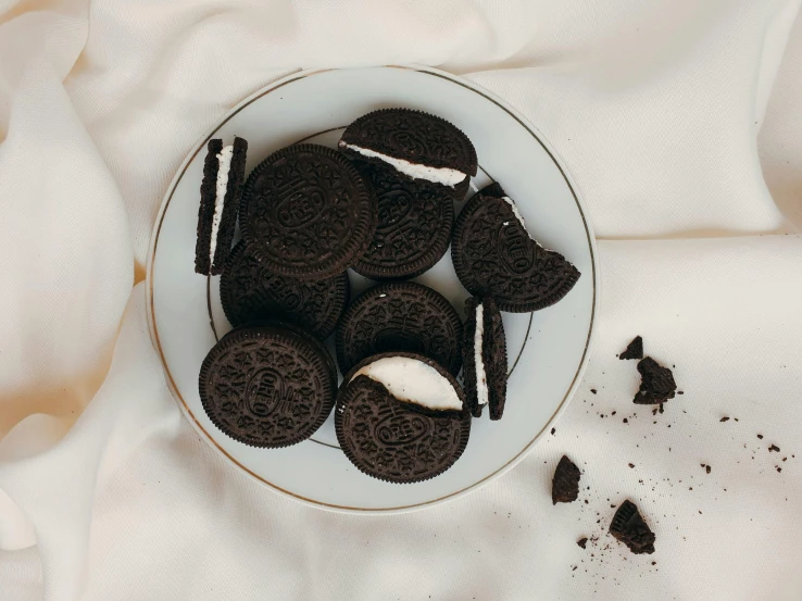 chocolate cookies are arranged on a plate and ready to eat