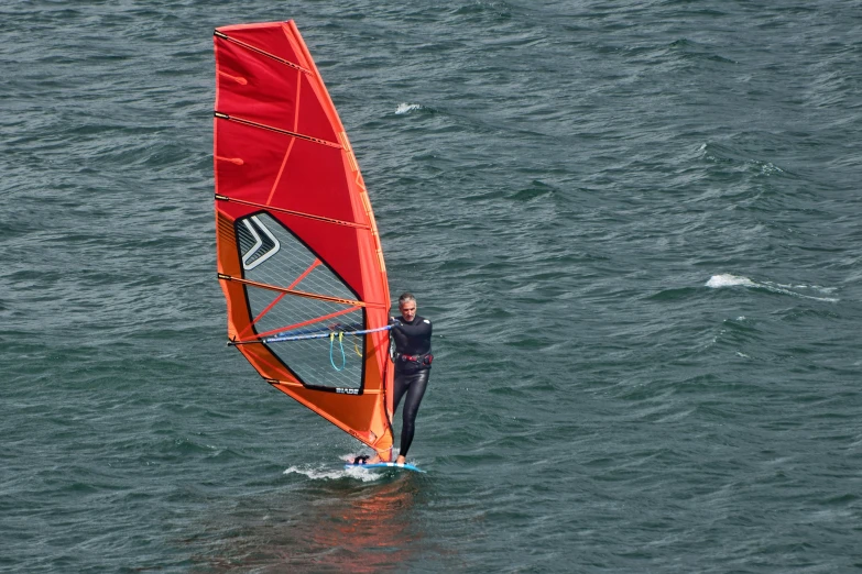 a man is wind sailing in the water