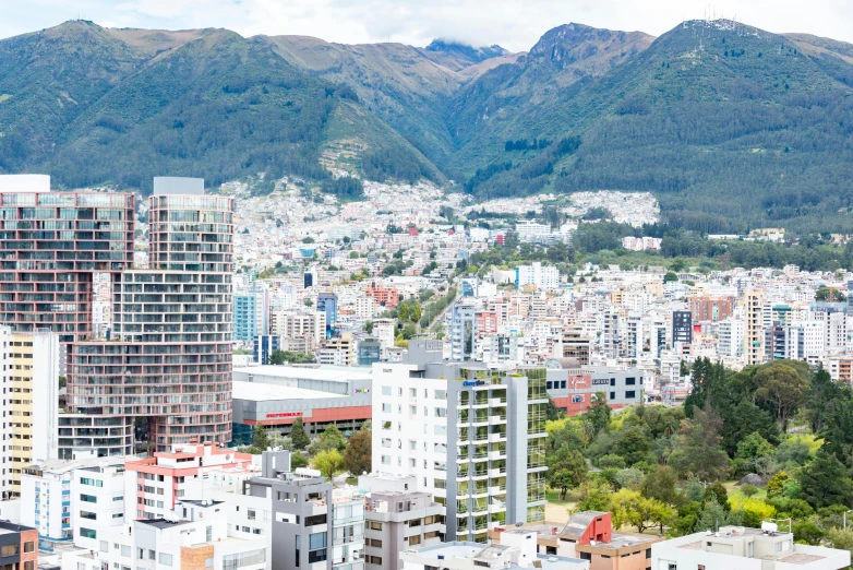 a city view from high up in the mountains