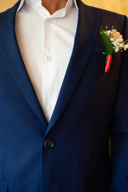 a man wearing a suit and a flower in his lapel