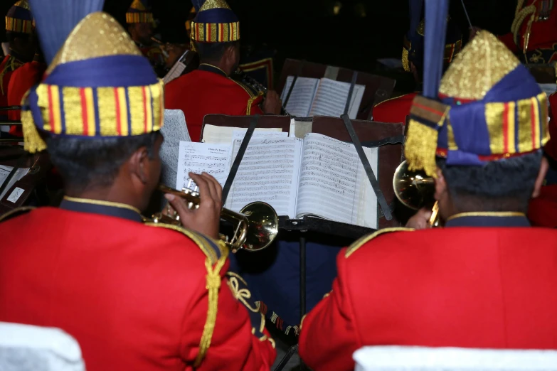 a band playing music together at an event