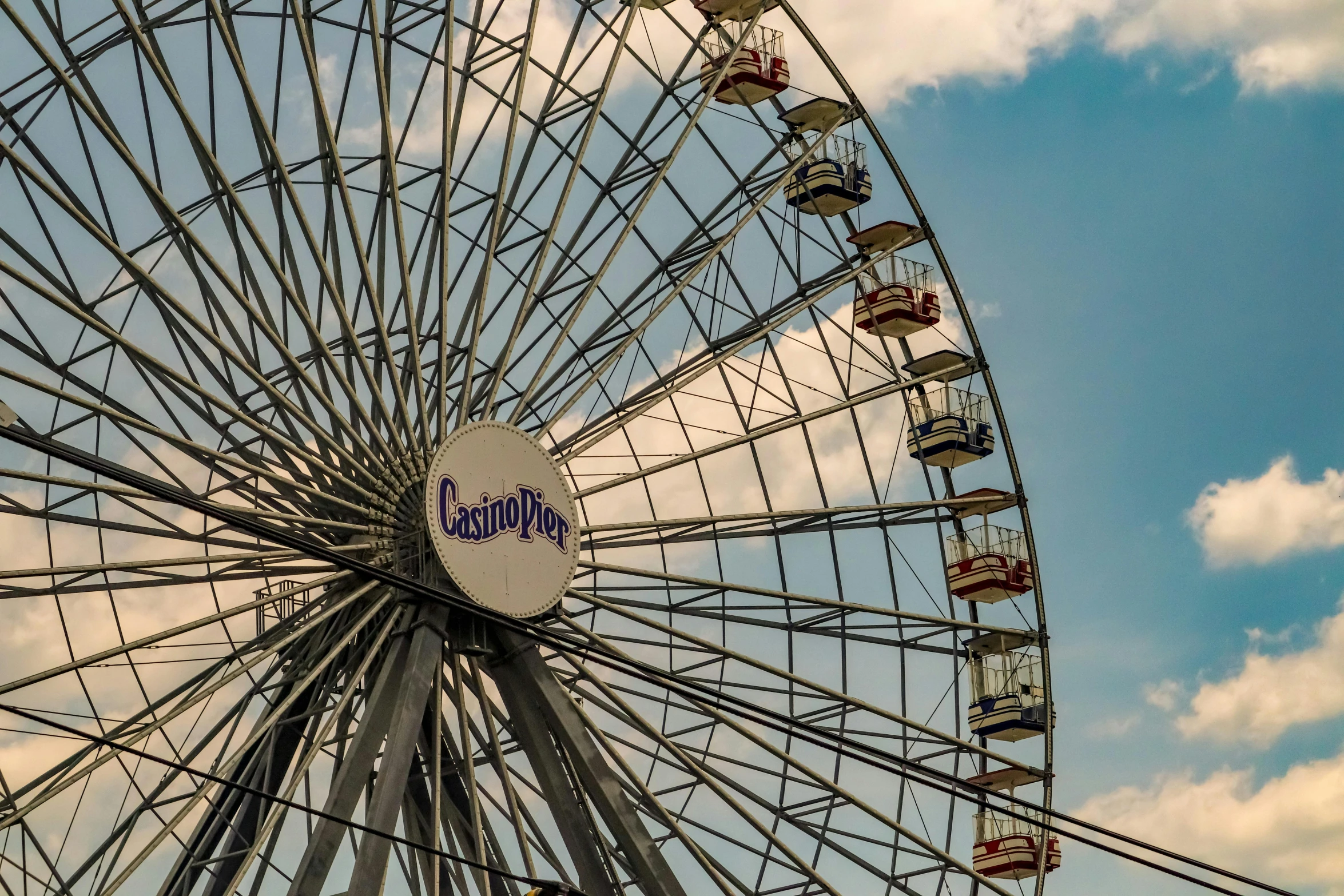 the big wheel on a cloudy day against the blue sky