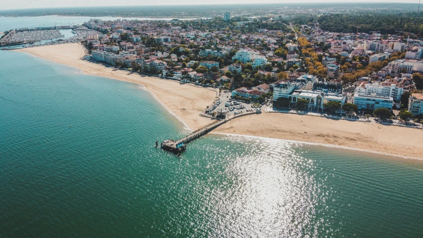 this is an aerial s of an ocean front town