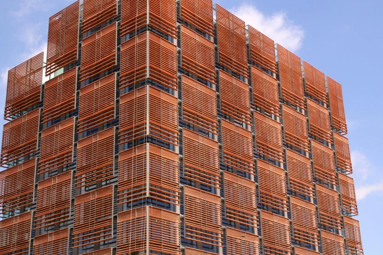 the building is made out of wooden slats