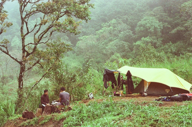 some people set up their tents with bags