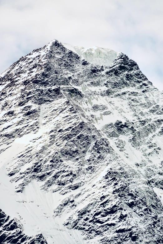 a very tall snowy mountain covered in lots of snow