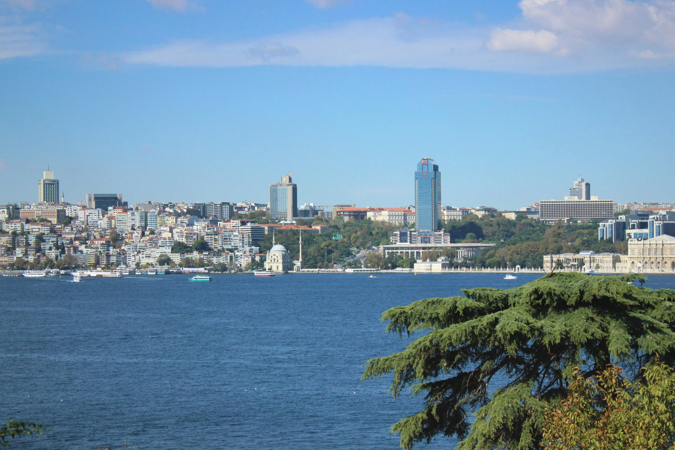 this is the view of a city over water