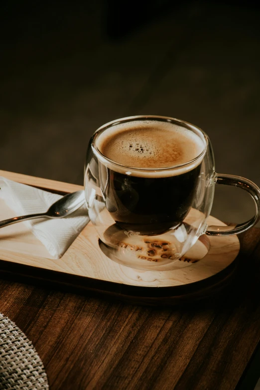 the view of a cup of coffee and a plate