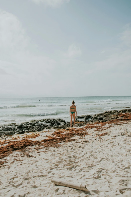 the man stands near the ocean looking out at the water