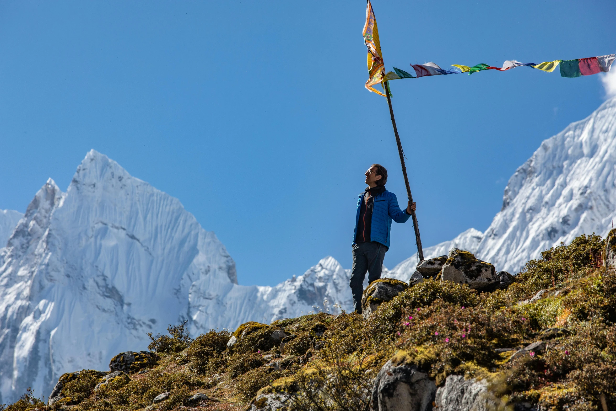 a person with a mountain in the background