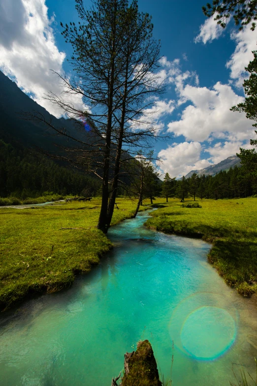 the water is brilliant turquoise in this peaceful place