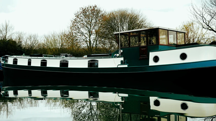 the boat has green trim on it while floating