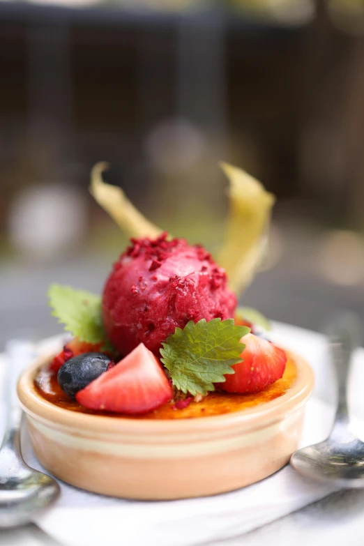 a bowl of fruit on top of a table