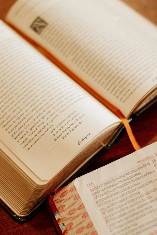 a book opened on top of a table