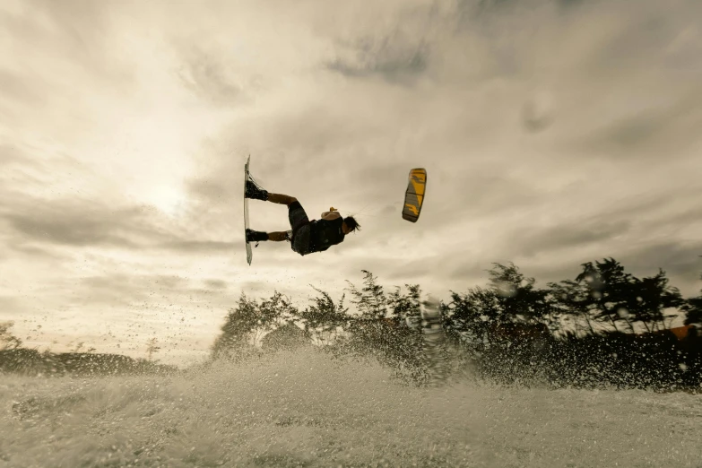 a man is jumping in the air with a parachute