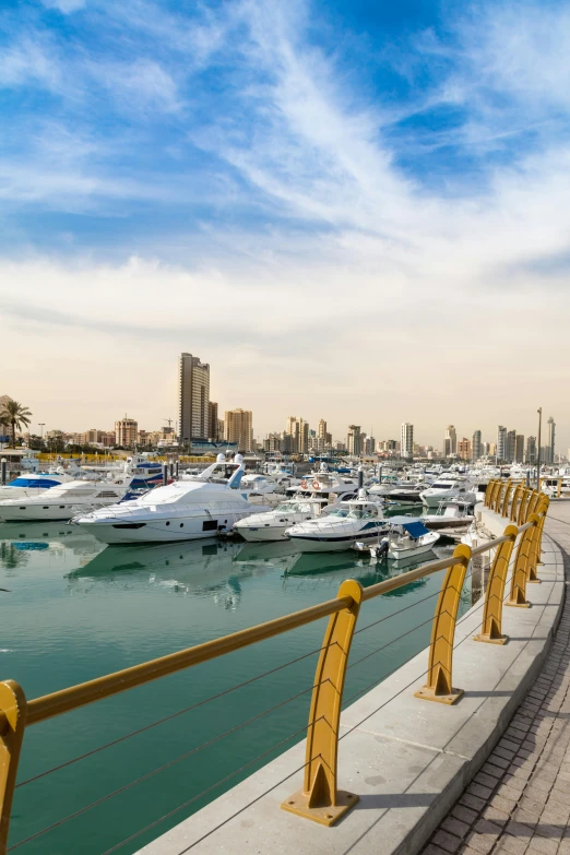 many boats are lined up in the water