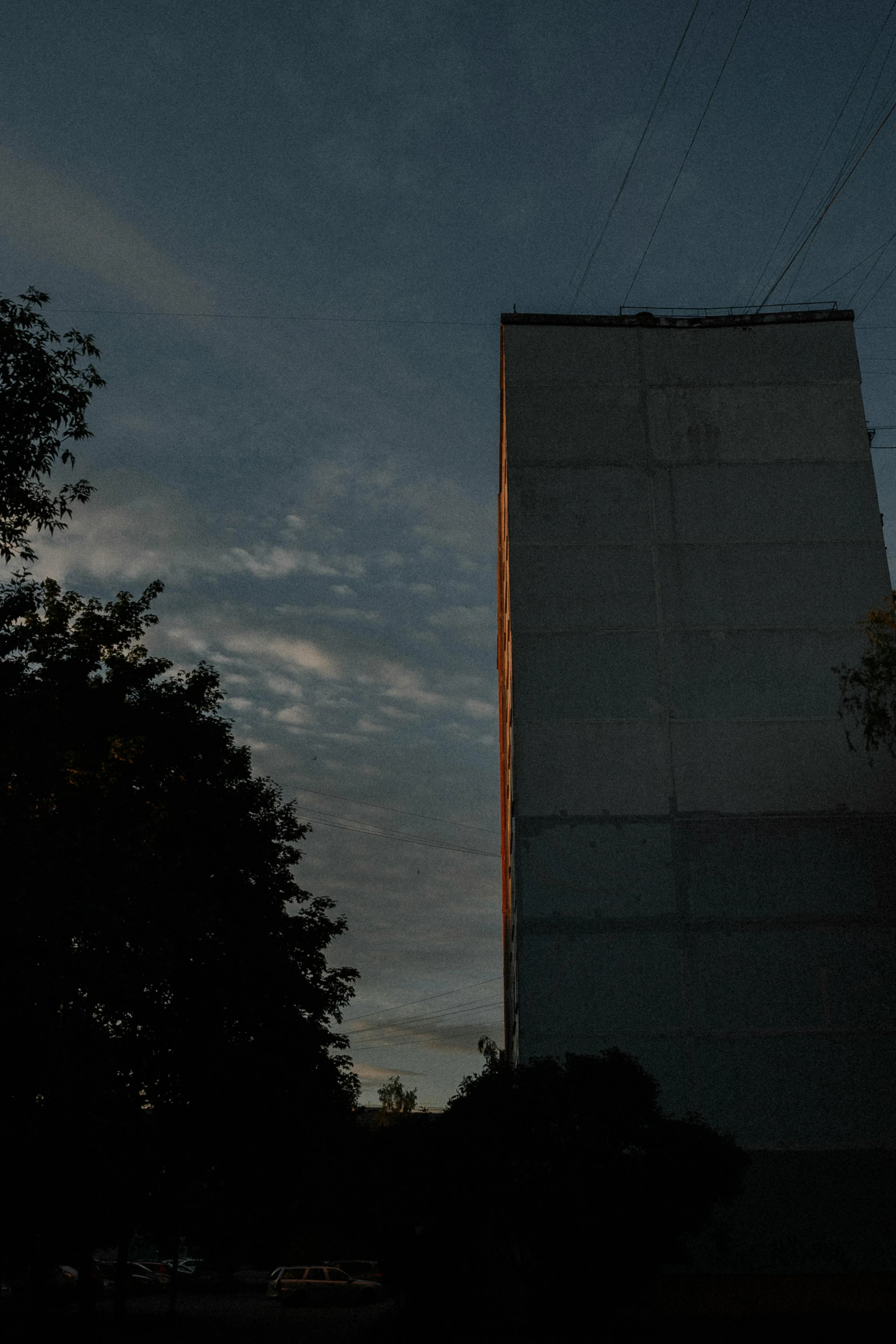 the sky over a street in the night